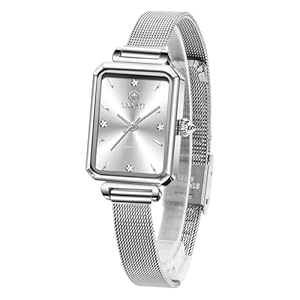 Taxau Square Ladies Watches Quartz Women’s Dress Watch Elegant Stainless Steel Mesh Belt Waterproof Ladies’ Watches