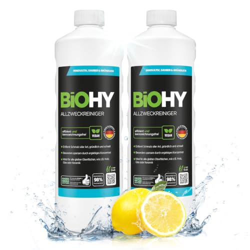 BiOHY Allzweckreiniger (2 x 1L) | Bodenreiniger Konzentrat für Parkett, Fliesen & Hartböden | Reiniger für Wischroboter… – Ansicht 1