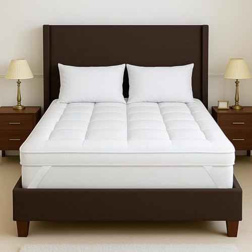Mattress Topper Single Bed 5 cm Thick 1100 GSM Quilted Luxury Hotel Microfibre Topper 90x190 CM | Extra Deep Hypoallergenic Breathable | Secure Anti-Slip Corner Straps | All UK Sizes