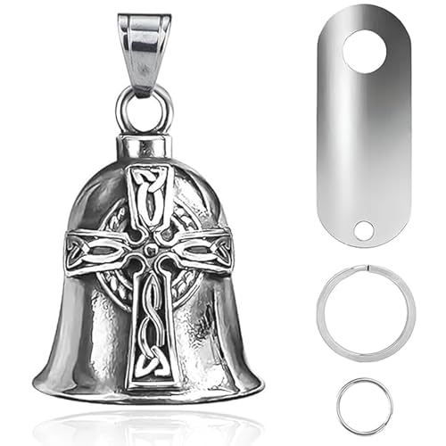 Image of vvag Motorcycle Bell Durable Guardian Angel Bell Hanger Biker Bell with Keychain Ring Motorcycle Accessories for Women