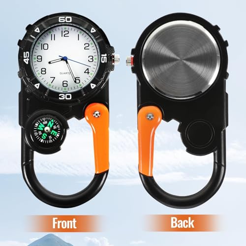 Carabiner Watch Luminous Clip on Quartz Watch Compass Taschenuhr Mit Karabiner,Uhr mit kompass,Leuchtende Analog Quarzuhr Uhr Herren Damen Outdoor – Bild 3