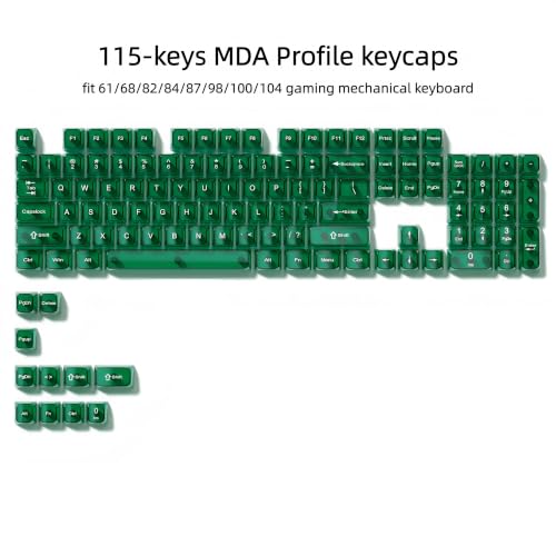 Image of dagaladoo Dark Green Clear keycap Set,Transparent keycaps 60 75 100 Percent,Crystal Jelly Keycaps,Shine Through Custom Key caps,MDA Profile Key Caps Keyboard for Mx Switches Mechanical Keyboard