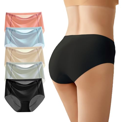 AUTUCAU Women's Silky Brief Seamless Underwear for Women Invisible Ladies Panties No Show Knickers Multipack