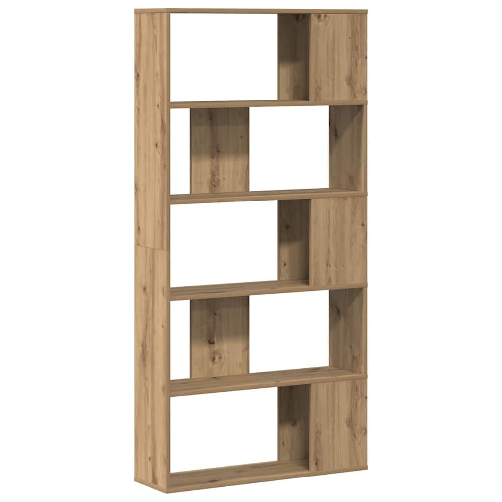 Regał na książki, 5 półek, dąb Artisan, 80,5 x 23,5 x 162,5 cm, z materiału drewnopochodnego, regał stojący z miejscem do przechowywania i półką jako ścianka działowa do salonu, biura, pokoju