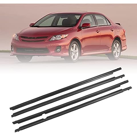 YZQPNB WeatherStrip Window Molding Trim Seal Belt Compatible with 2009 2010 2011 2012 Toyota Corolla Replaces 75710-02210 Black Window Weather Stripping Outside 4pcs Cover