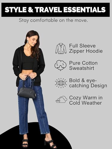 Image of Blessed Printed Women�s Full Sleeve Cotton Zipper Hoodie with Pockets | Regular Fit Hooded Sweatshirt Pullover for Winter, Casual, Outdoor, Travel & Everyday Wear