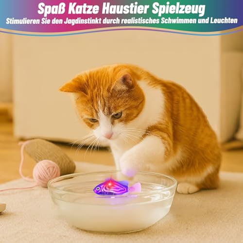 4 Stück Robo Fish Set - Elektronischer Haustier Fisch, Katzenspielzeug Elektrisch, Schwimmende Fische Spielzeug, Roboter Fisch für Kinder Badewanne, Katzenspielzeug und Kleines Aquarium zum Anschauen