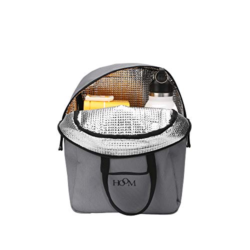 Image of HOOM Insulated Lunch Bag for Office Men, Women and Kids, Leak Proof Water Resistant Polyester Made Lunch Tiffin Bag with Quotes (Grey Sandwich)