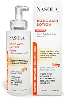 Nasola Kojic Acid Lotion Natural Skin Brightening for Face & Body w/ Vitamin C, Niacinamide, Shea Butter, Licorice & Green Tea for Hyperpigmentation, Dark Spots, Even Tone, Women & Men