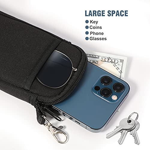 Image of Hifot 2 Pack Double Soft Glasses Case with Carabiner Hook, Ultra Light Portable Neoprene Eyeglasses Pouch with Zipper