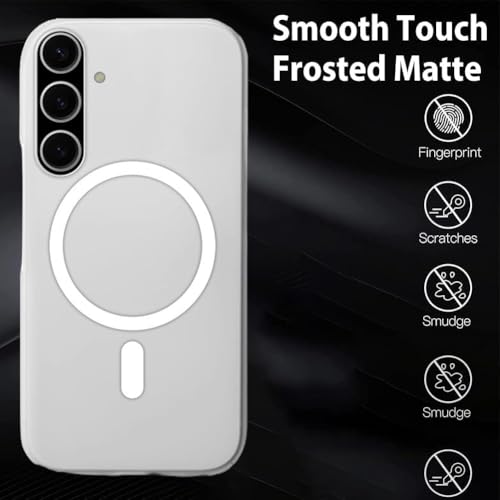 Image of SHINESTAR Back Cover for Samsung Galaxy A56 5G | Frosted Semi-Transparent Slim Case | Only Compatible with Wireless Magnetic Accessories | Hard Back, Matte Finish - White