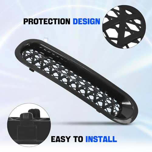 Image of Front Grill Mesh Inserts for 2007 2008 2009 2010 2011 2012 2013 2014 2015 2016 2017 2018 Wrangler JK JKU, Matte Black Clip-in Grille Guard Cover Trim