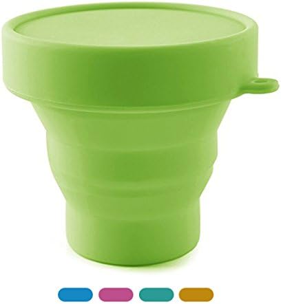 Meeeno Collapsible Silicone Cup for Sterilizing and Storing Menstrual Cup, Reusable and Foldable for Camping and Hiking, Travel and Outdoors (Green-1)