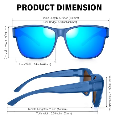 Image of URUMQI Polarized Sunglasses Fit Over Glasses for Men Women, Oversized Square Sun Glasses UV400 Protection