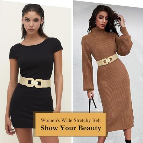 Glamorstar Women Wide Stretchy Belts Elastic Waist Belts for Dresses2