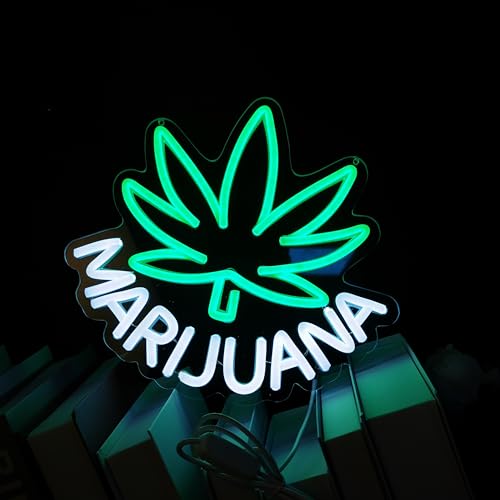Image of Leaf Weed Neon Signs LED Neon Lights Signs for Wall Decor Bedroom Suitable for Living Room Bar Game Room Hotel Birthday Party Restaurant Christmas Unique Gift for Lover (leaf Weed)