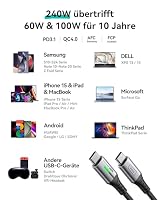 INIU 240W USB C Kabel, [2Stück 0.3m] PD Schnellladekabel USB C auf USB C Kabel, Nylon Geflochten Ladekabel USBC für iPhone 17 16 15 Pro Max Samsung S25 S24 Ultra Pixel 10 9a iPad Pro MacBook Air – Ansicht 6