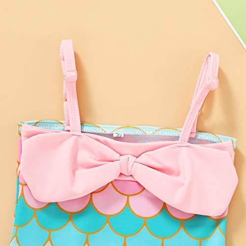 Newborn Infant Baby Girl One Piece Bathing Suit Rainbow Mermaid Swimsuit Fish Scale Printing Swimwear 0-18 Months (Mermaid, 0-3 Months) #TOP3