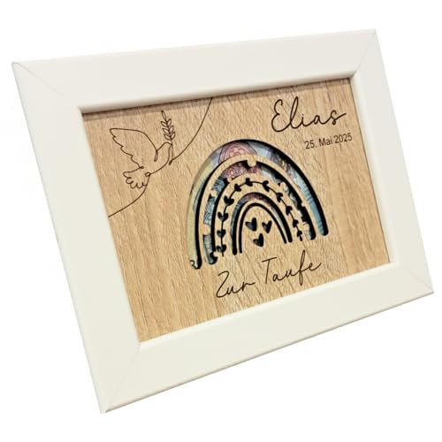 KreativSuite Geschenk zur Taufe Konfirmation Kommunion Firmung Hochzeit Regenbogen Geldgeschenk Verpackung für Geld mit Rahmen (10 cm x 15 cm)