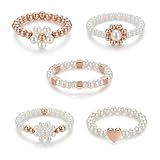 Rrdaily Cute Acrylic Beads Rings Set for Women Fun Knuckle Finger Stacking Rings Boho Beaded Elastic Ring Colorful Resin Plastic Ring Y2k Jewelry Aesthetic (White)