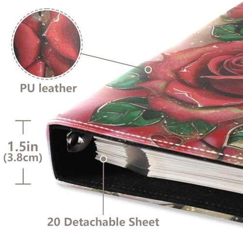 Álbum de fotos autoadhesivo para bricolaje FLildon con cubierta de cuero PU rojo, 40 páginas, 3 anillos, tamaño 11.8 x 11.2 pulgadas miniatura 4