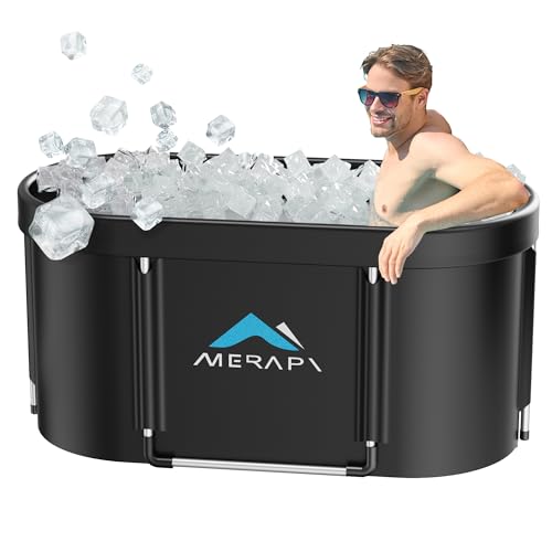 Merapi Bañera de hielo ovalada grande XL de 131 galones para atletas, bañera de inmersión fría al aire libre para recuperación, inmersión en frío para la familia, baños de hielo portátiles de