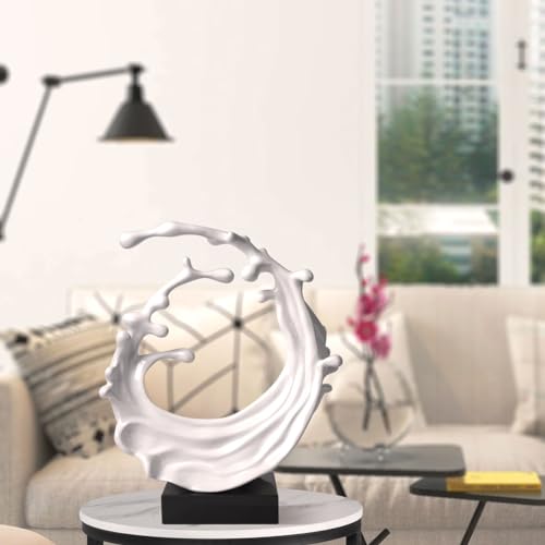 Figura Decorativa Abstracta Ola de Mar Blanca 16.5 pulg miniatura 2