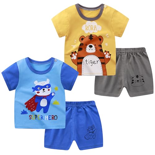 Image of Toddler Boys 4 PCs T-shirts and Shorts Set Baby Summer Clothes Outfit