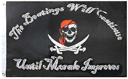 Pirate Beatings Will Continue Black Rough Tex Nylon 2x3 2'x3' Boat Flag Banner