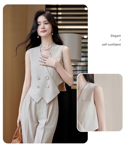Women's 2 Piece Outfits Sleeveless Suit Vest and Pants Business Work Casual Blazer Matching Sets4