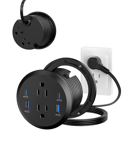 Jgstkcity Multitomas Extensión Empotrada con 4 Tomas y 4 Puertos USB Carga Rápida 65W, Cable 6FT Negro miniatura 7