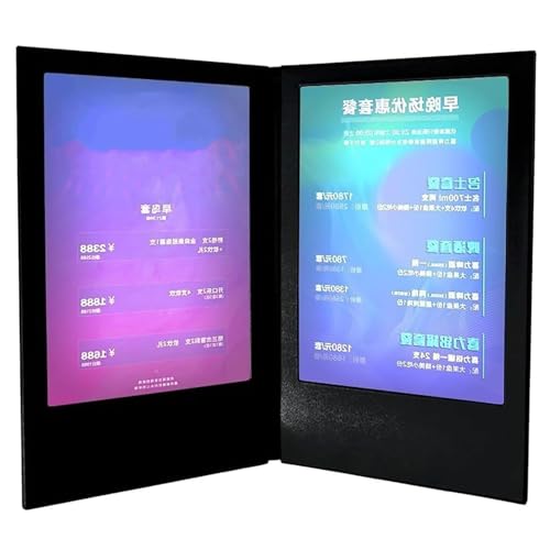 Libro de menú iluminado por LED, cubierta de menú con luz de inducción automática recargable, pantalla de doble cara de 15x22cm, carpeta de menú de restaurante de cuero PU para bar,pub,cafetería,club