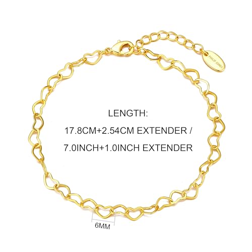 Philip Jones Gold Plated Heart Link Bracelet - Image 6