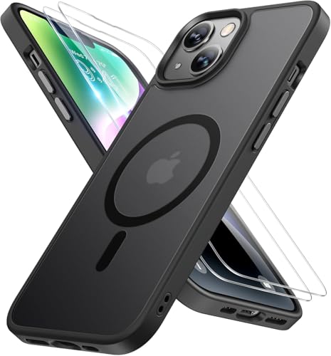 Miracase Magnetisch für iPhone 14 Hülle Kompatibel Mit MagSafe[mit 2 Schutzglas] Militärnorm Schutz Anti-Fingerabdruck S...