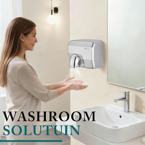 KSITEX Handtrockner Kommerziell, Edelstahl – Schneller Elektrischer Händetrockner wandmontiert, 2300W, Automatischer Sensor, für Toilette, Bad (2300W, Edelstahl)