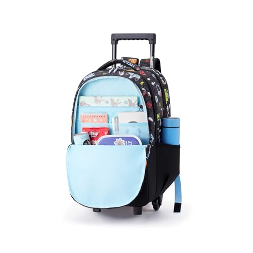 Image of American Tourister Drip | 32.57 Ltrs | 3 Compartments | Bottle Pocket | Ergonomic Padded Back Panel & Shoulder Straps | 360 Spinner Wheels | School Backpack for Boys & Girls | Gamer Black