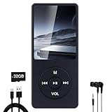 32Go Lecteur MP3 Bluetooth,Baladeur mp3 Musique sans Perte Hi FI Petit,Bluetooth 5.3 Lecture,Haut Parleur HD Intégré,Adulte Super écran Couleur Léger de 1,8