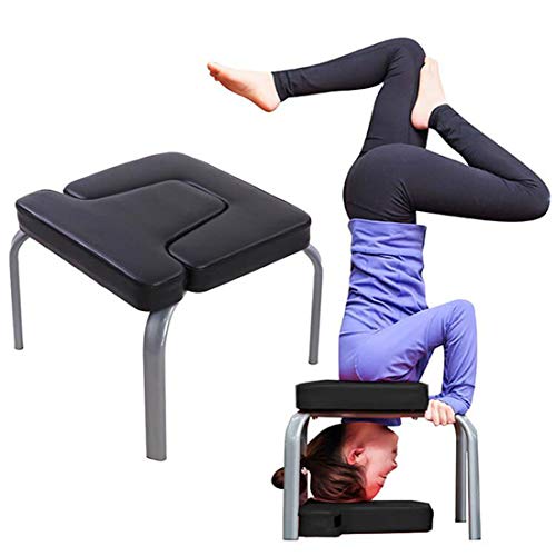 KUANDARYJ Kopfstandhocker Yoga Hilft Trainingsstuhl Multifunktionale Sportübung Bank Fitnessgeräte Inversionsbank Hang-Up Rückentrainer, Black
