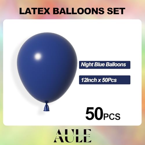 Image of AULE 50Pcs Latex 12 Inch Navy Blue Balloons | Helium Party Happy Birthday Graduation Gender Reveal Backdrop Decoration