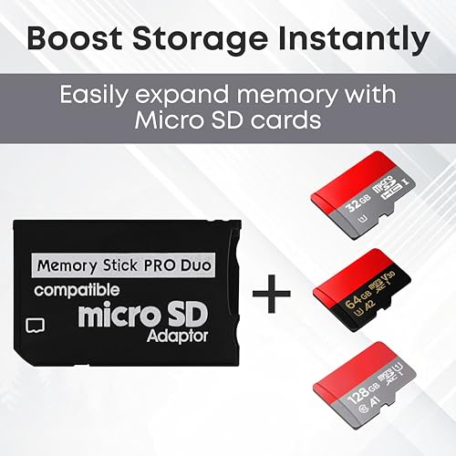 Skywin Memory Stick Pro Duo Adapter - 2 Pack Card Reader for PSP Memory Card Duo Adapter, Easy-to-Use Card Holder Compatible with Playstation Card, Camera, or Handycam
