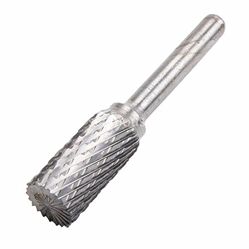 Carbide Burr KangTeer 12mm Dia 1/4" Shank Double Cut Tungsten Carbide Rotary File Cutting Burs Tool Rotary Drill Die Grinder Bits (Cylinder)