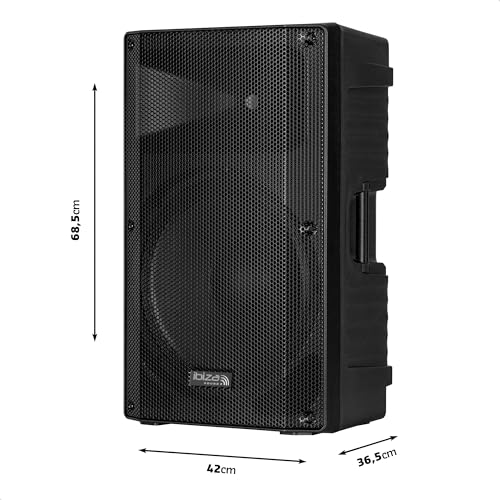 Ibiza - XTK15-MKII - Passiver SONO Lautsprecher 15/38 cm - 25mm Kompressionshochtöner - Bass Reflex System - Griffe und Räder - New Version - Schwarz - Party, Events, Club, Konferenz