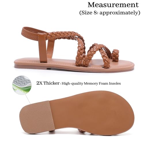 Image of Luoika Women's Wide Width Flat Sandals, Flip Flop Casual Strapy Sandals Slip on Summer Beach Shoes for Women.