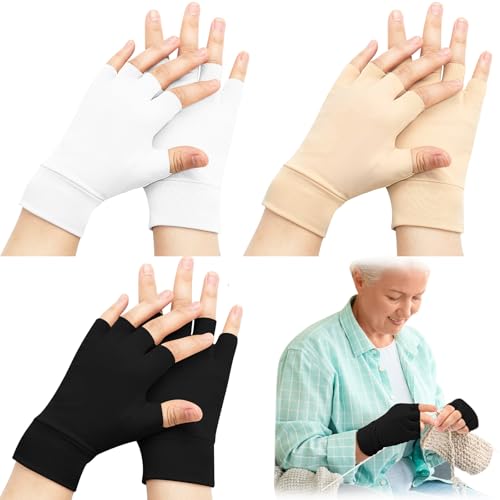 Yearntown Elderly Skin Protector Fingerless Gloves (3 Pairs)