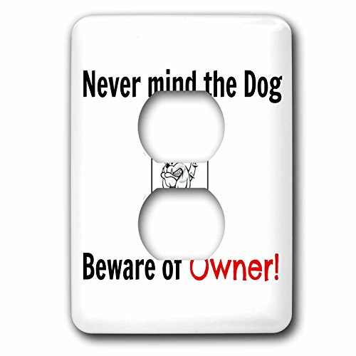 Never Mind The Dog plaque d'avertissement humour noir et rouge pour portail
