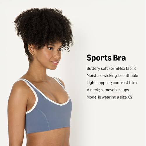Image of Amazon Essentials Women's Active FormFlex Buttery Soft Light Support V-Neck Sports Bra with Contrast Trim
