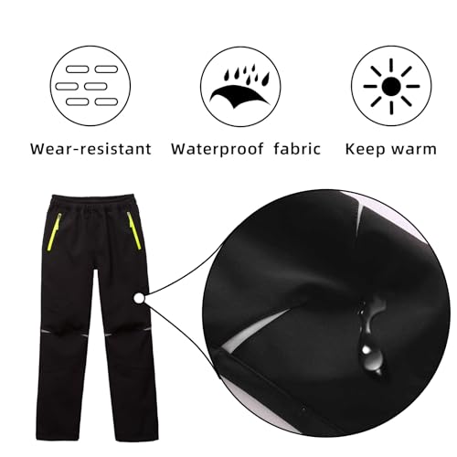 MEILONGER Boys Girls Softshell Hiking Pants Fleece Lined Skiing Snow Pants Kids Outdoor Trousers4