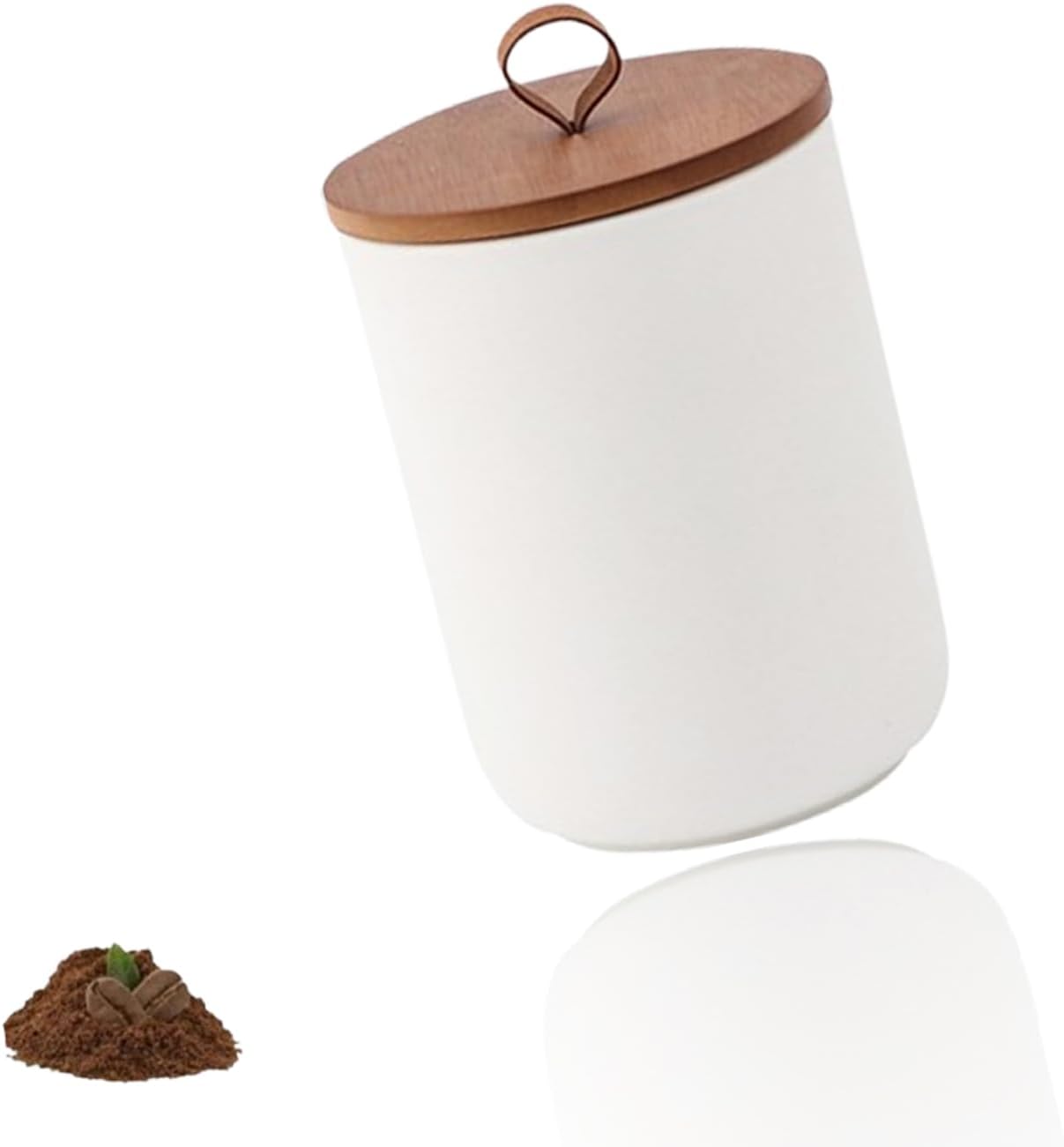 Sweet seven® White Ceramic Storage Jar, Lid & 43.95oz Capacity, for Coffee, Tea, Sugar & Spices, Elegant Canister for Kitchen Essentials