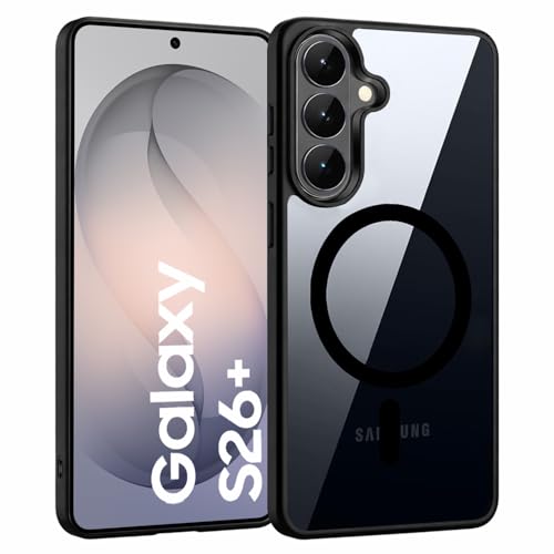 Image of DIZORO Compatible with Samsung S26 Plus 5g Case,Compatible with MagSafe, Non Yellow Military-Grade Drop Protection & Hard PC Back Cover Slim Transparent Anti-Scratch Shockproof Phone Case (Black)