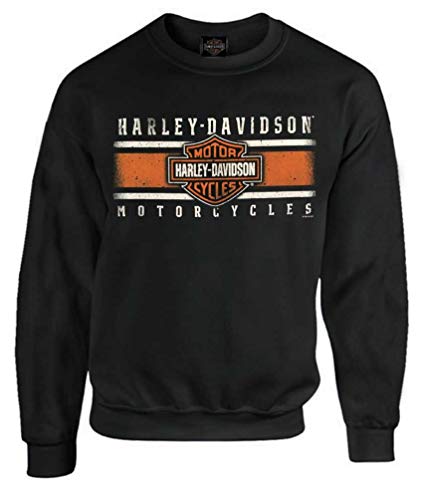 Harley-Davidson Men's Custom Iconic B&S Fleece Pullover Sweatshirt - Black